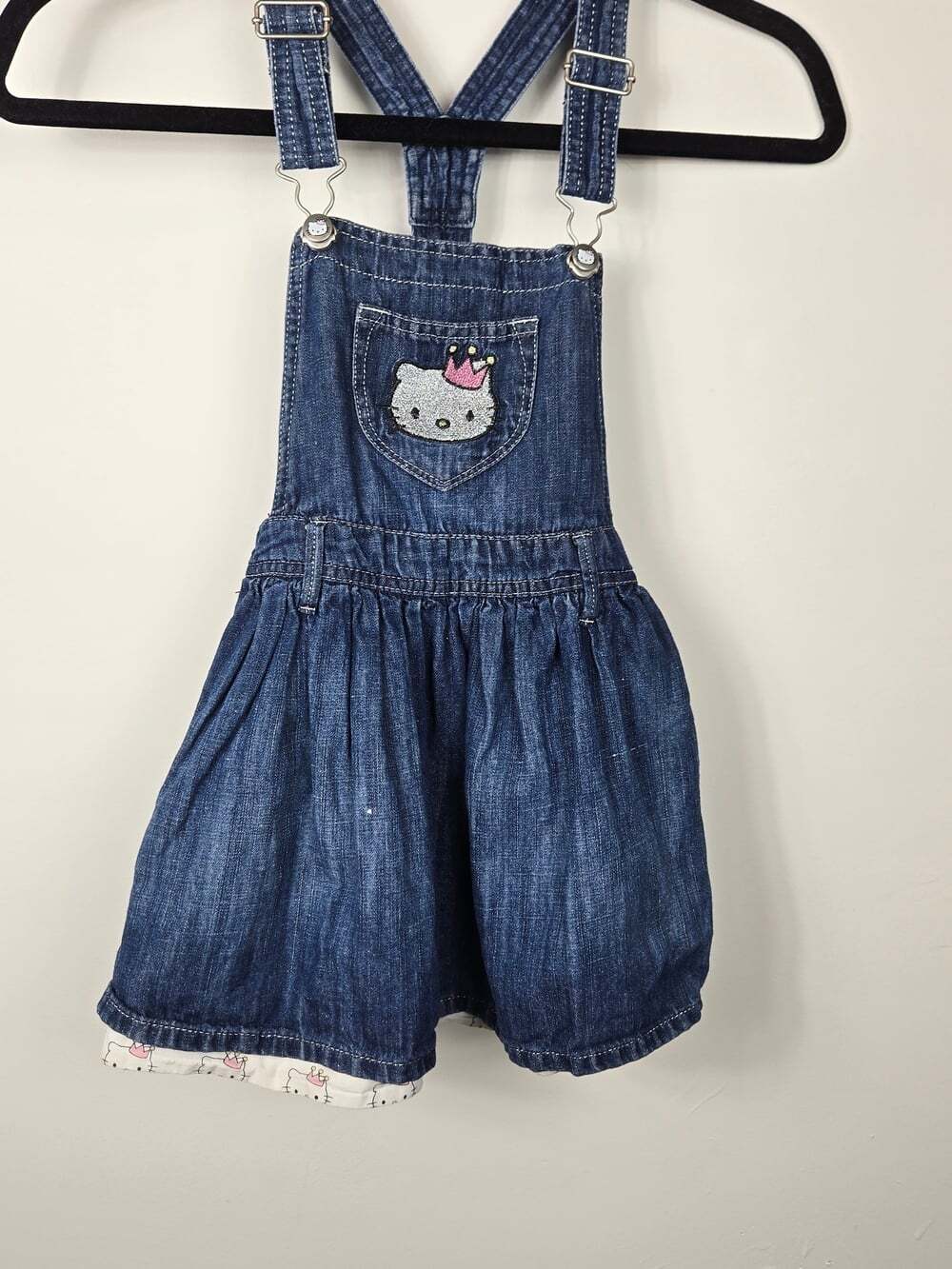 H&M Hello Kitty Denim Overall Dress Size 6-7Y Blue Jean Pinafore Jumper Sanrio